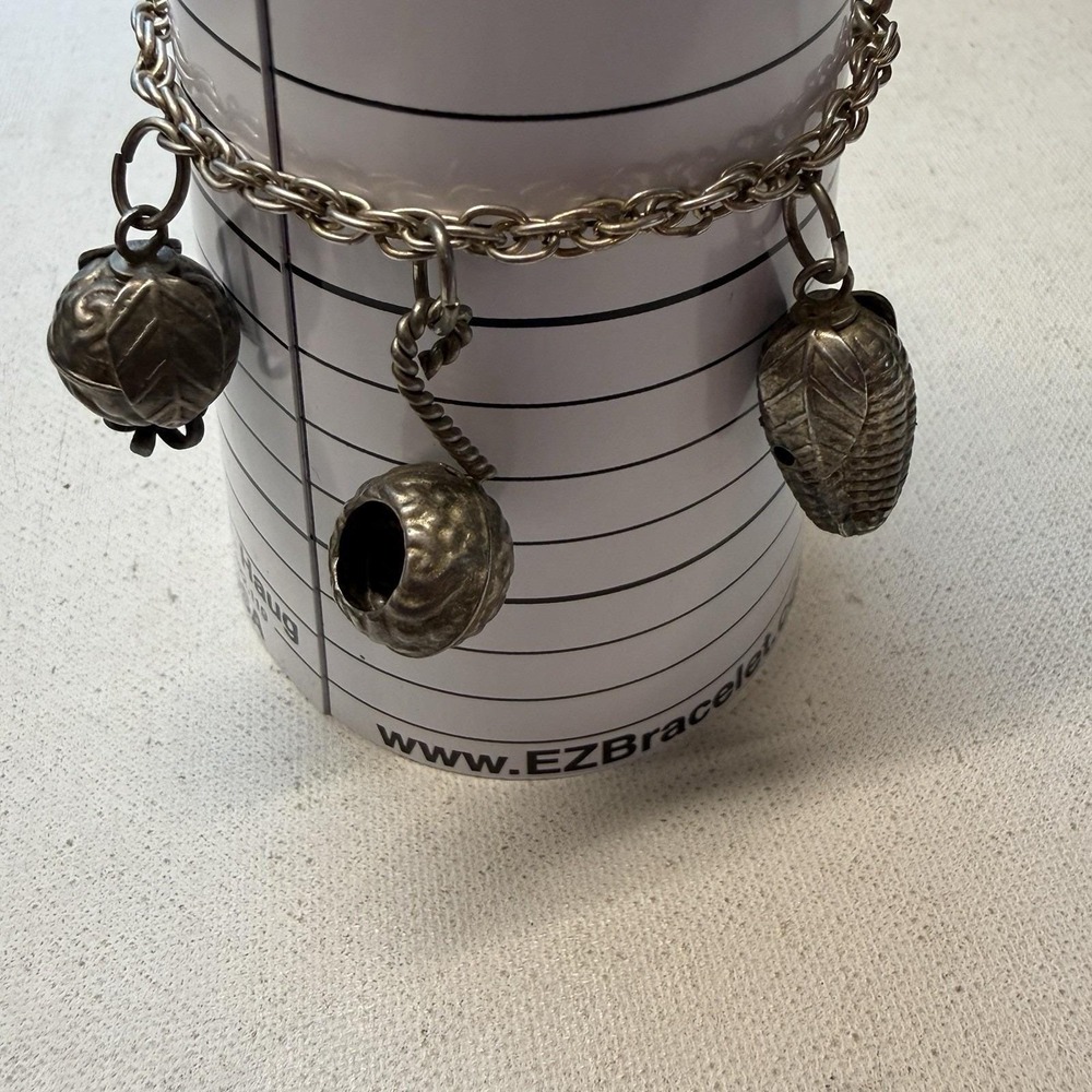 Vintage Penca De Balangandan 6 Charms Amulet Silver Tone Chain Bracelet - Picture 7 of 7
